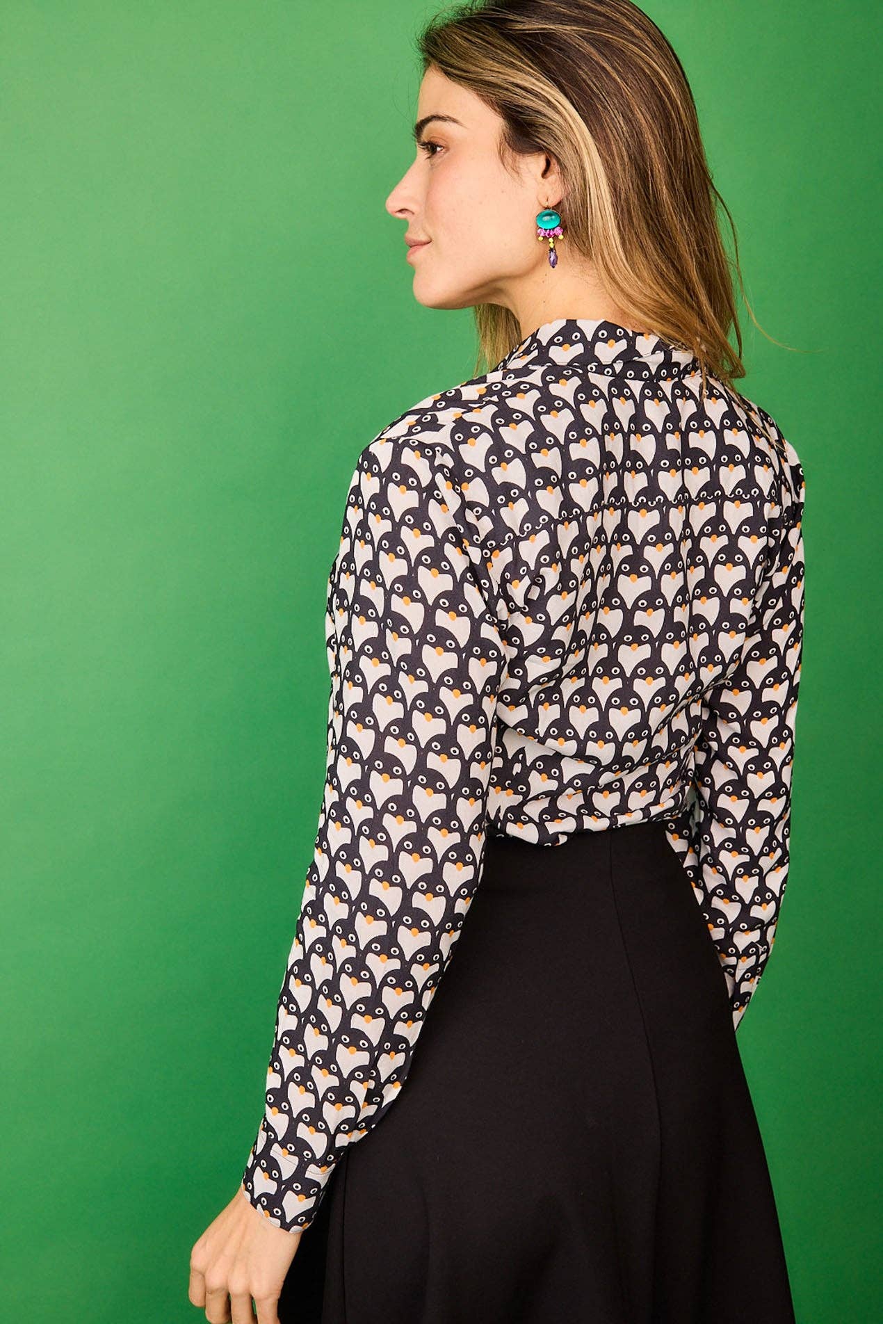 Camicia slim con stampa pinguini