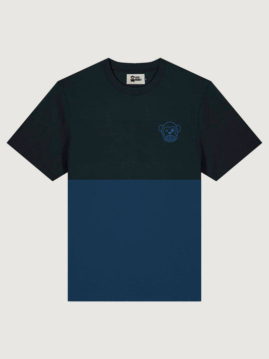 T-shirt bicolor Puro Loco con logo blu scuro e nero