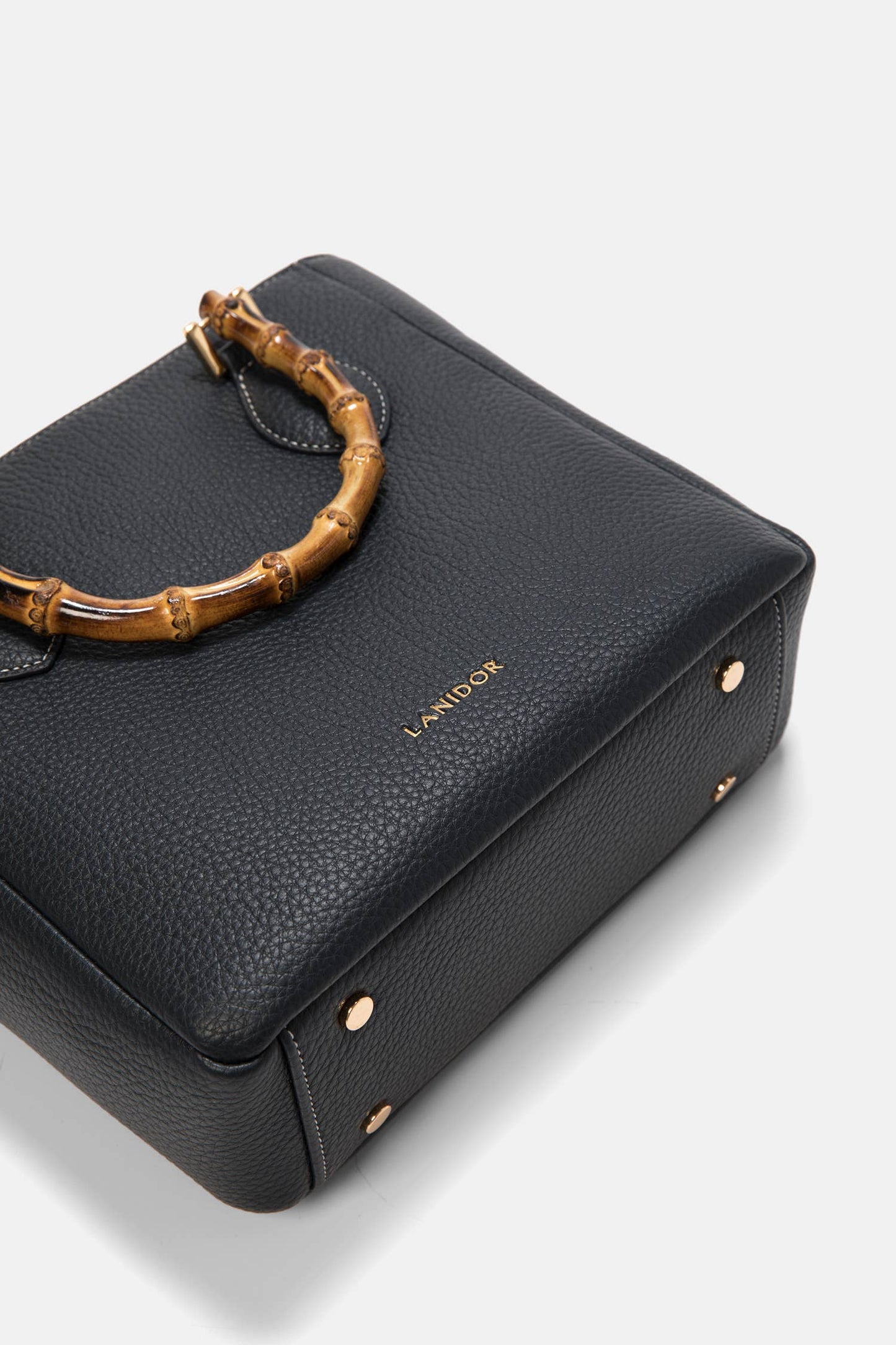 Borsa tote in ecopelle con manici effetto bambù
