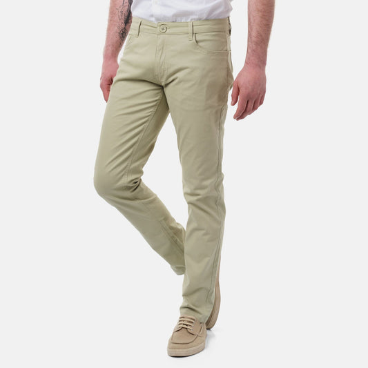 Pantaloni chino uomo slim fit color kaki in cotone stretch