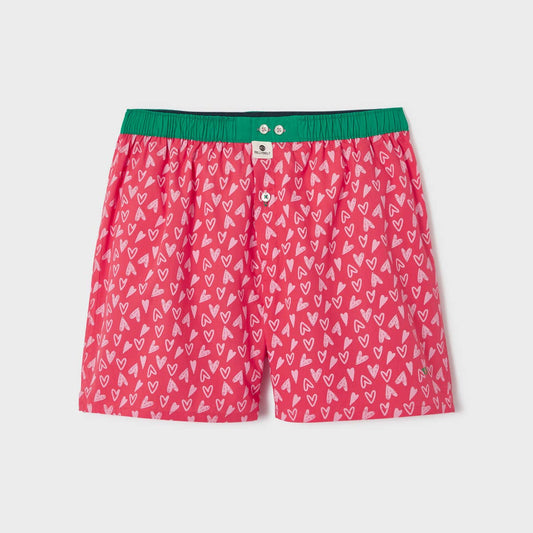 Boxer in cotone biologico con stampa cuori Valentin