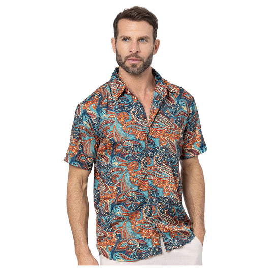 Camicia estiva a maniche corte fantasia paisley