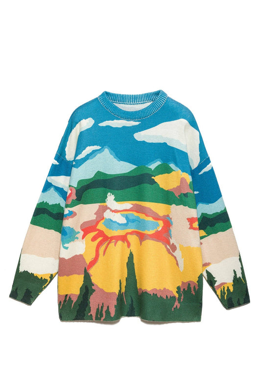 Maglione in maglia con motivo paesaggio