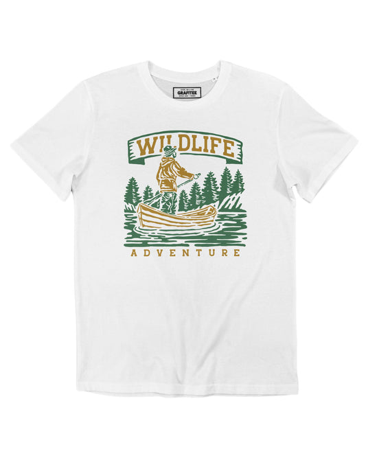 T-shirt unisex in cotone biologico con stampa canoa Wildlife