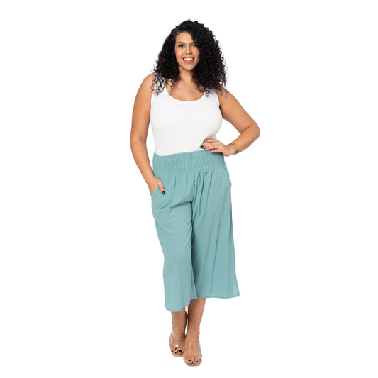 Pantaloni culotte estivi in lino curvy
