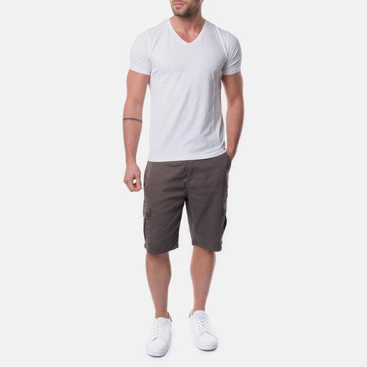 Bermuda Cargo Uomo Grigio in Cotone Stretch