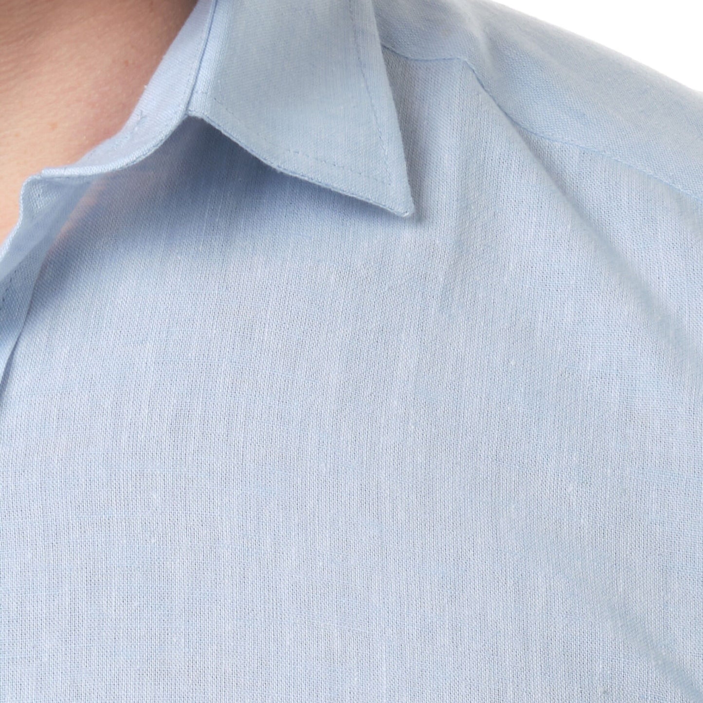 Camicia uomo in lino e cotone blu