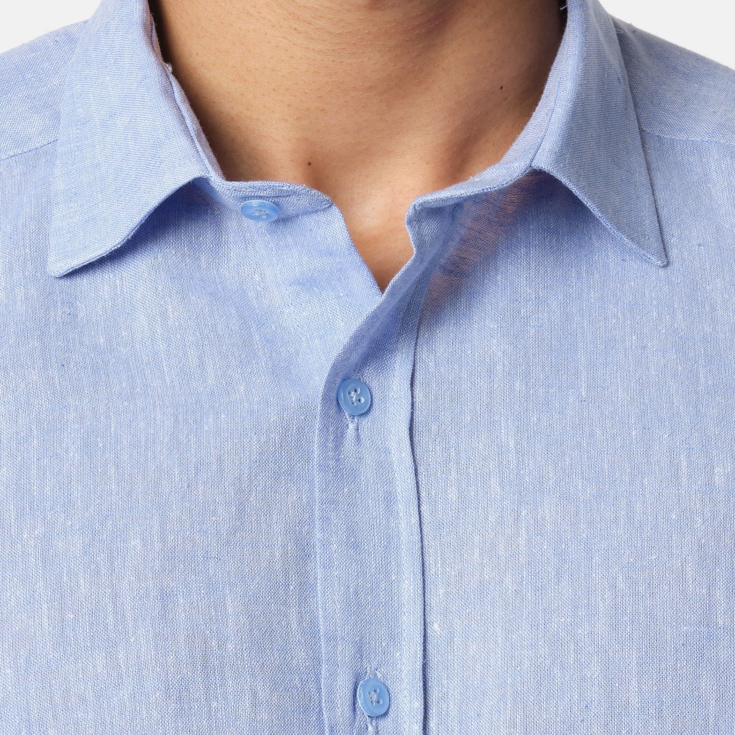 Camicia in lino azzurro chiaro da uomo