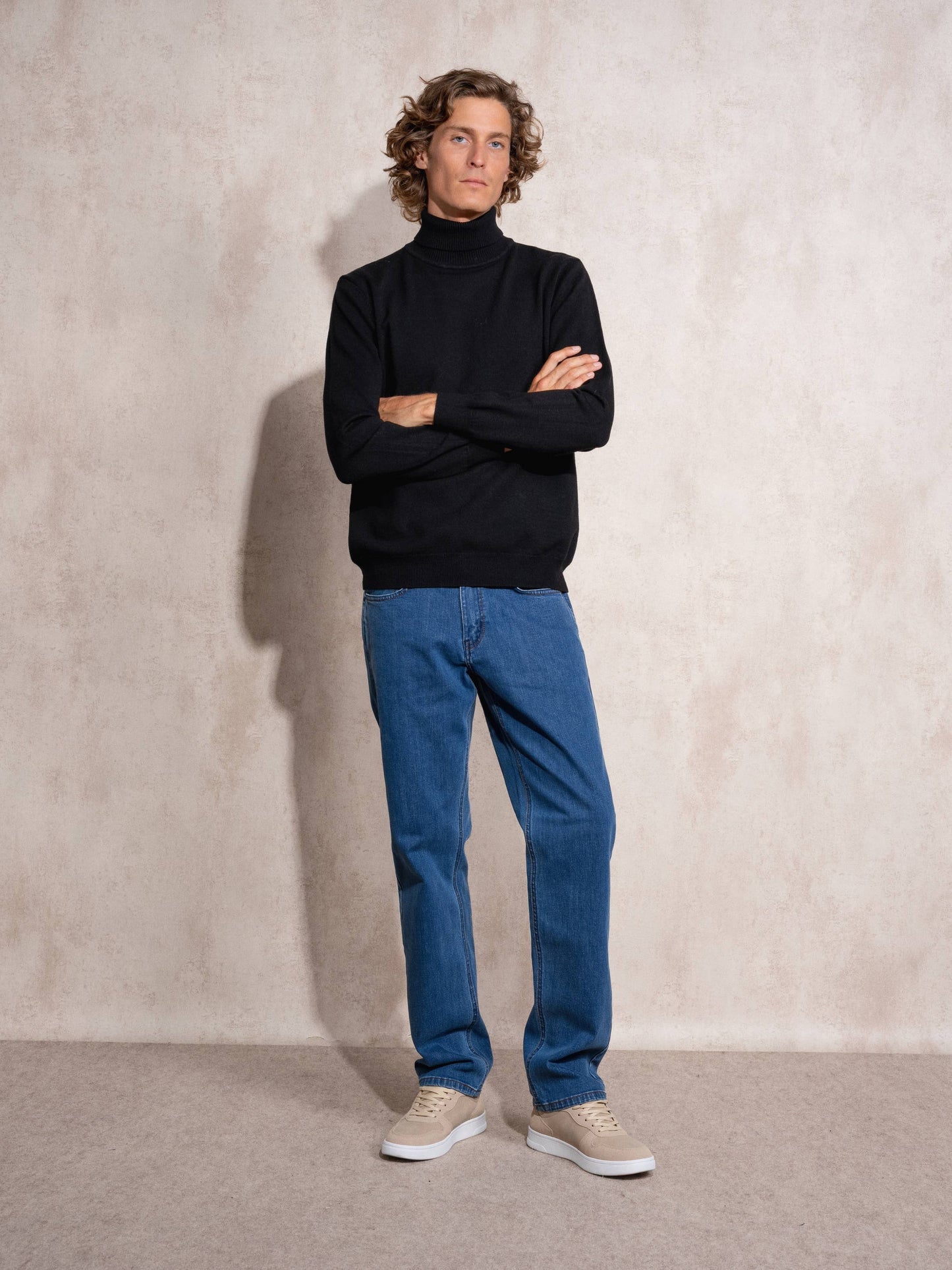 Maglione dolcevita uomo in maglia misto viscosa
