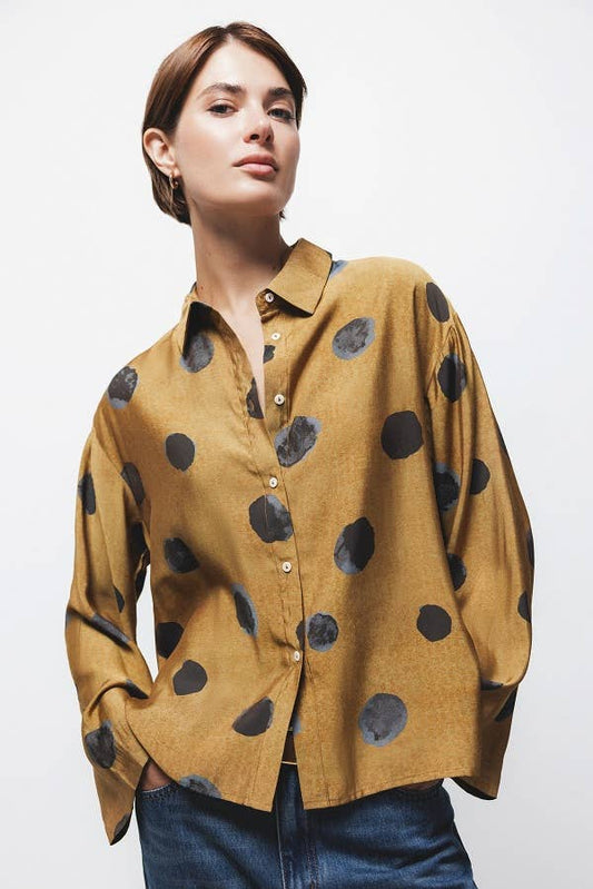 Camicia stampata a pois maxi