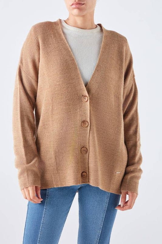 Cardigan in maglia con bottoni e scollo a V