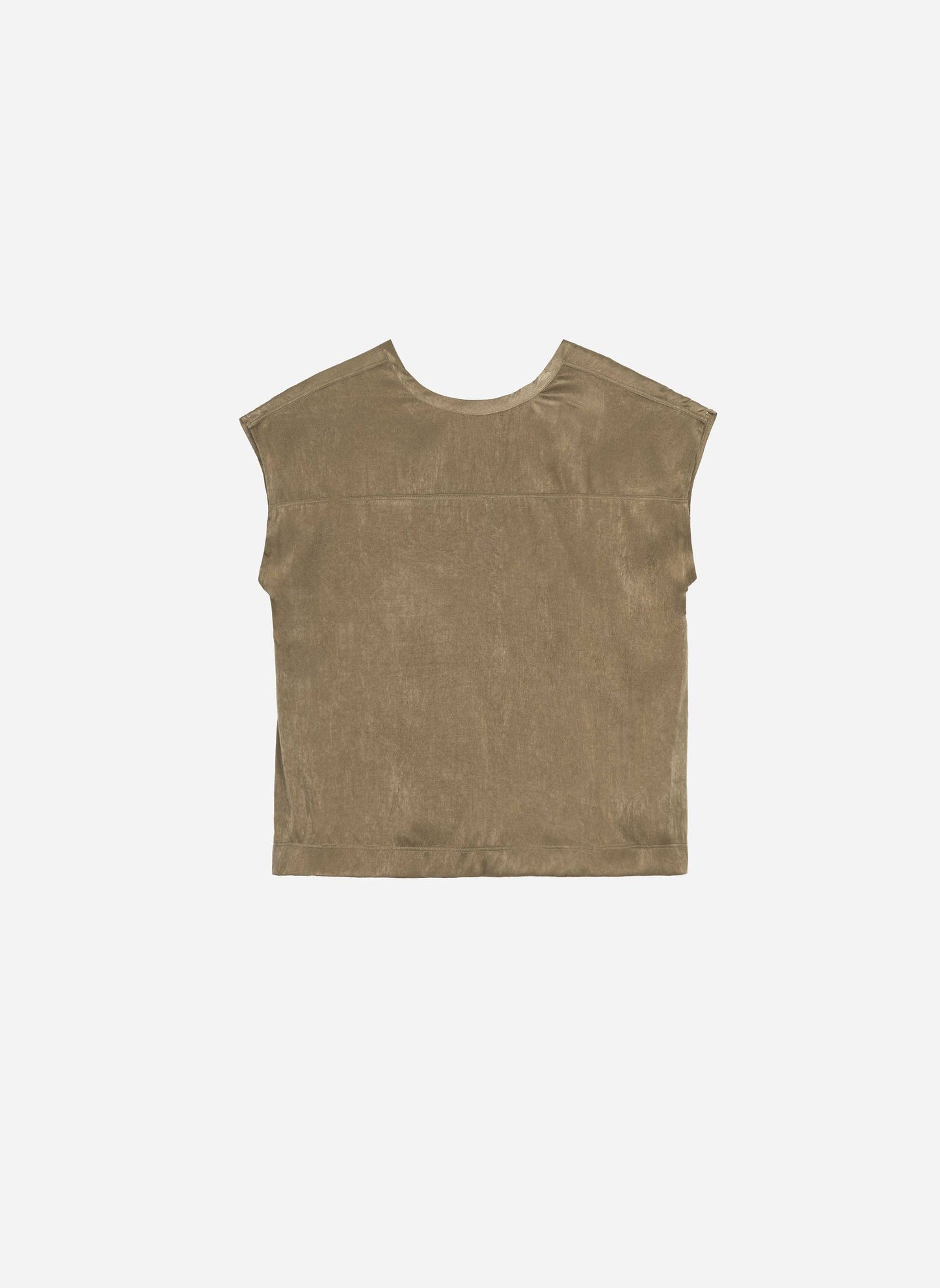 Top metallizzato kaki girocollo