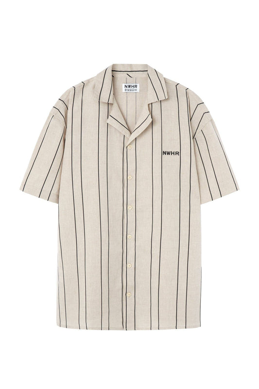 Camicia bowling a righe in lino e cotone biologici