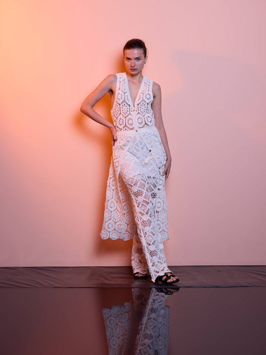 Pantaloni in pizzo crochet 100% cotone