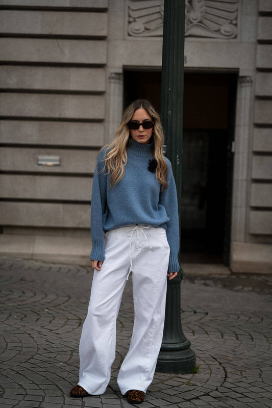 Maglione dolcevita in lana a coste dal taglio rilassato