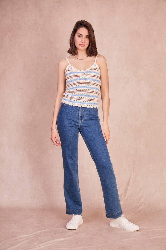 Top crochet NINON in cotone a righe