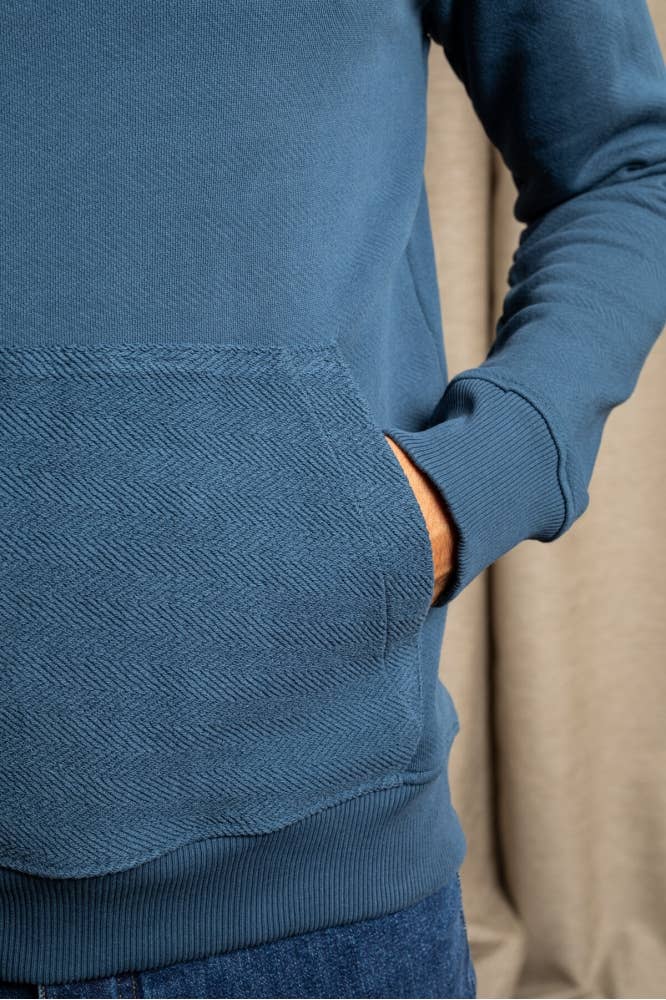 Felpa con cappuccio Vesuve in cotone biologico Azurite