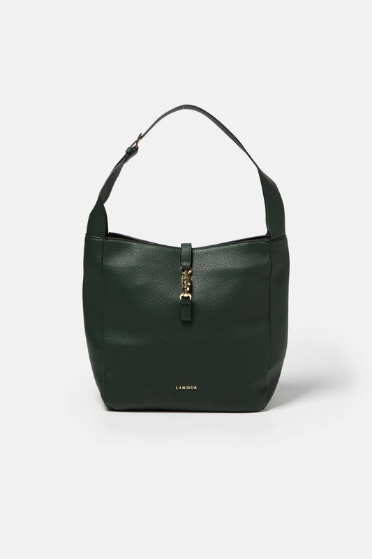 Borsa a spalla in ecopelle con dettagli metallici