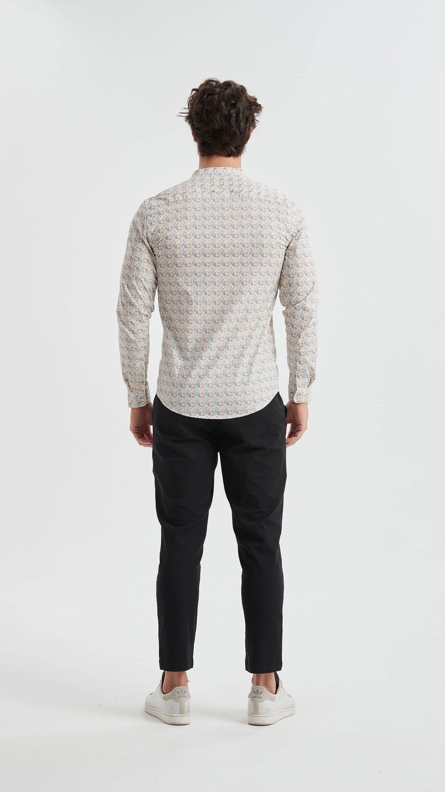 Camicia uomo premium con stampa floreale digitale e colletto alla coreana