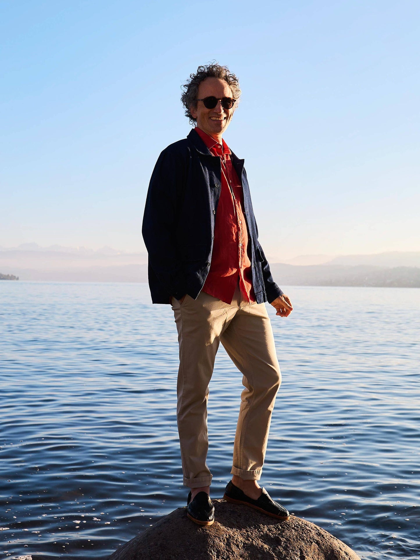 Overshirt in denim azzurro da uomo in cotone biologico