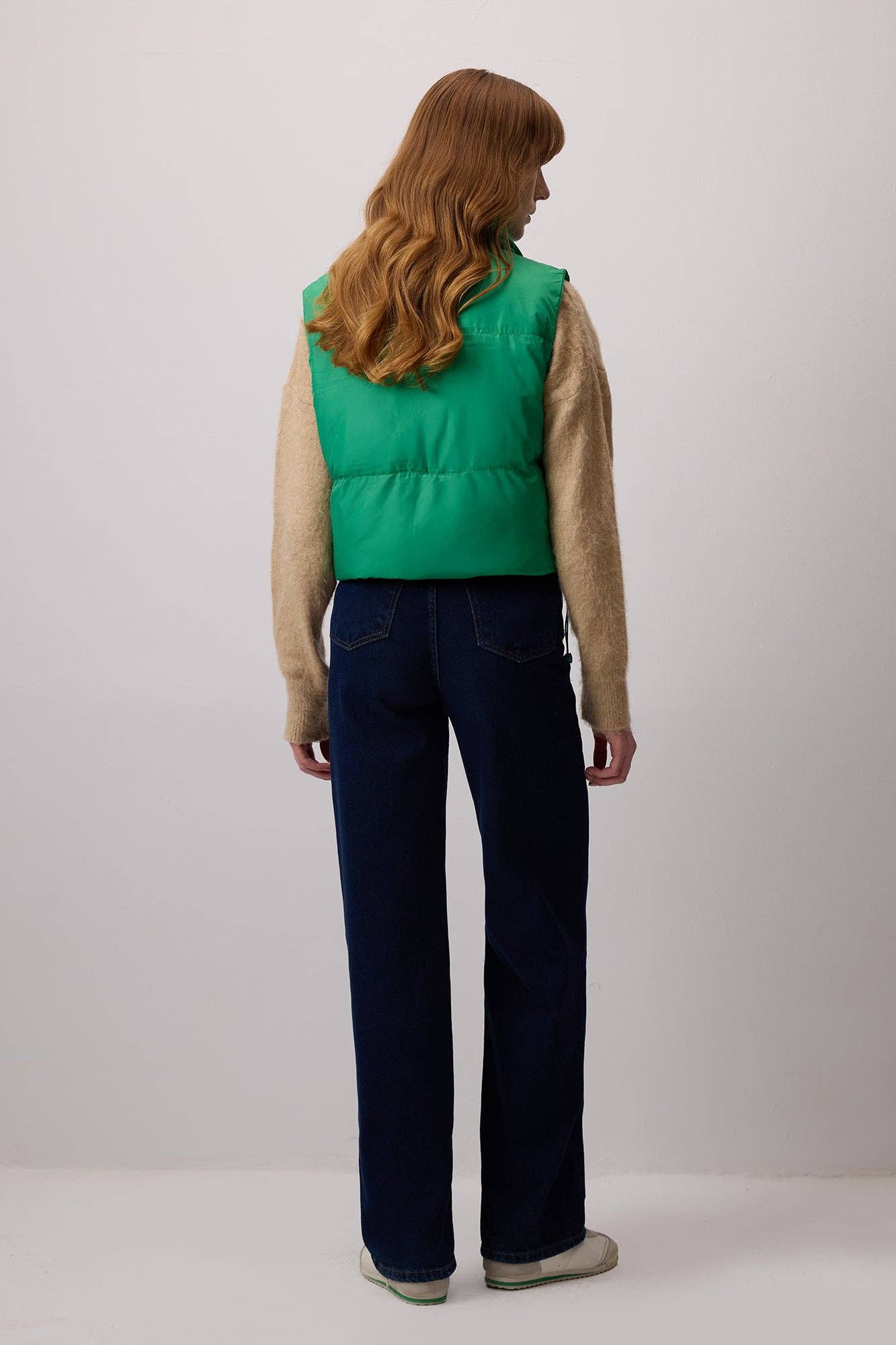 Gilet imbottito con zip verde