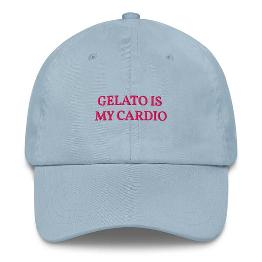 Cappellino da baseball con ricamo “Gelato is my cardio”