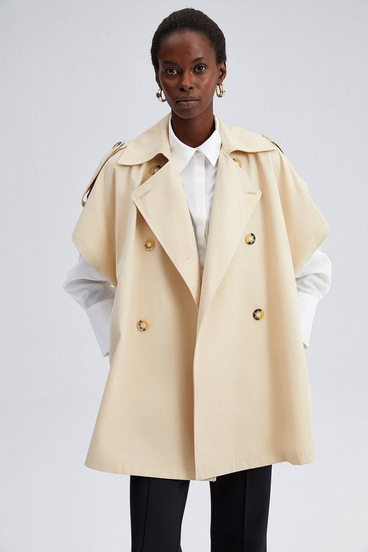Gilet trench doppiopetto color pietra