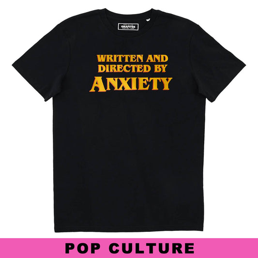 T-shirt nera con stampa tipografica “Anxiety”