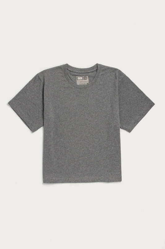 T-shirt boxy in cotone riciclato grigio mélange