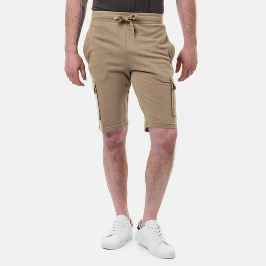 Bermuda cargo in piqué taupe da uomo