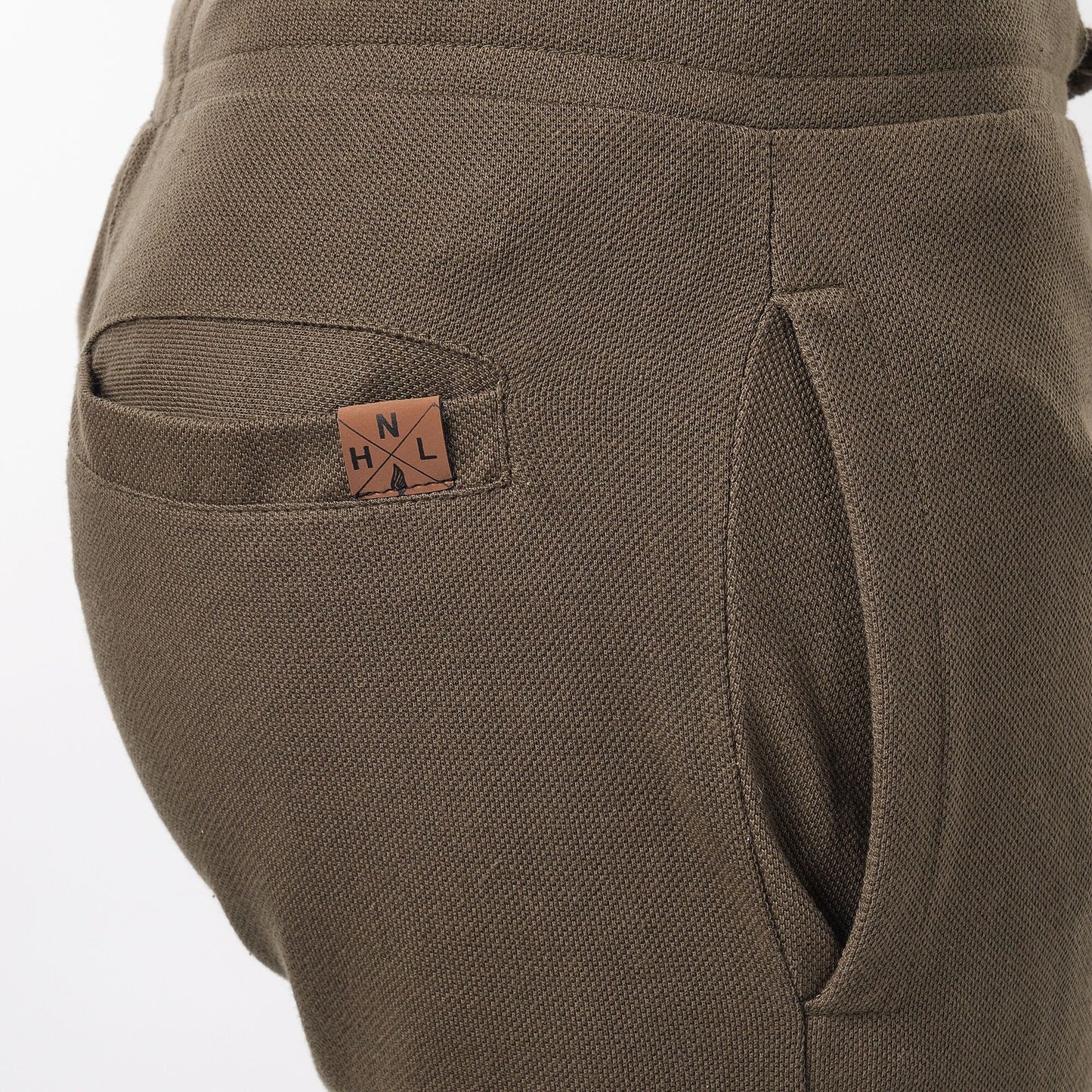 Bermuda cargo uomo in piqué kaki con coulisse