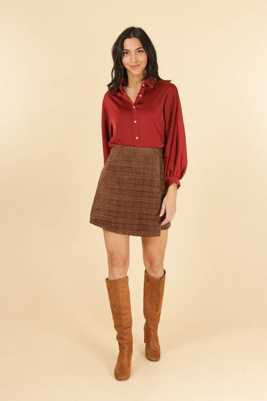 Shorts gonna Salomé a vita alta con zip invisibile