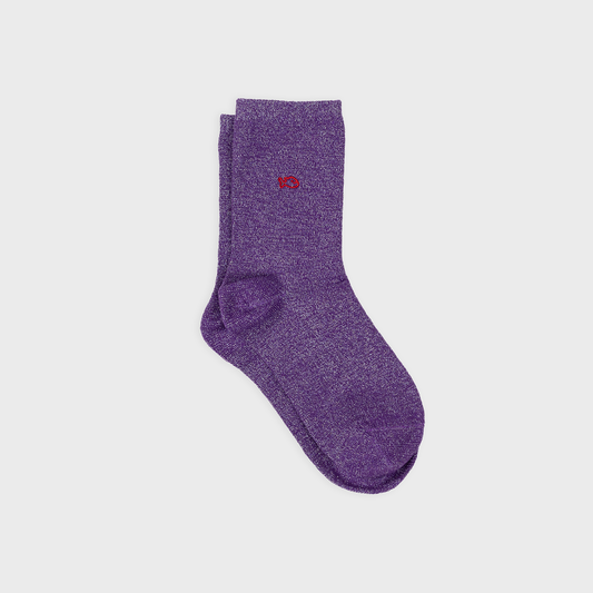 Calzini glitter viola in cotone pettinato