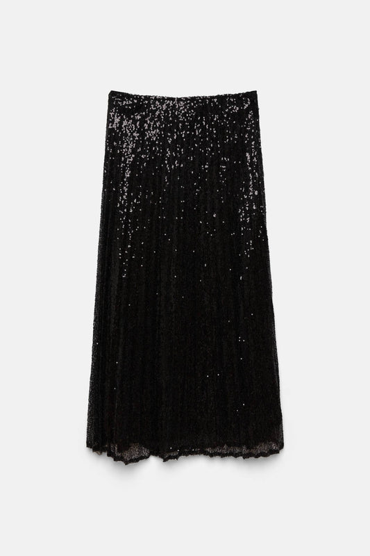 Gonna midi con paillettes nera
