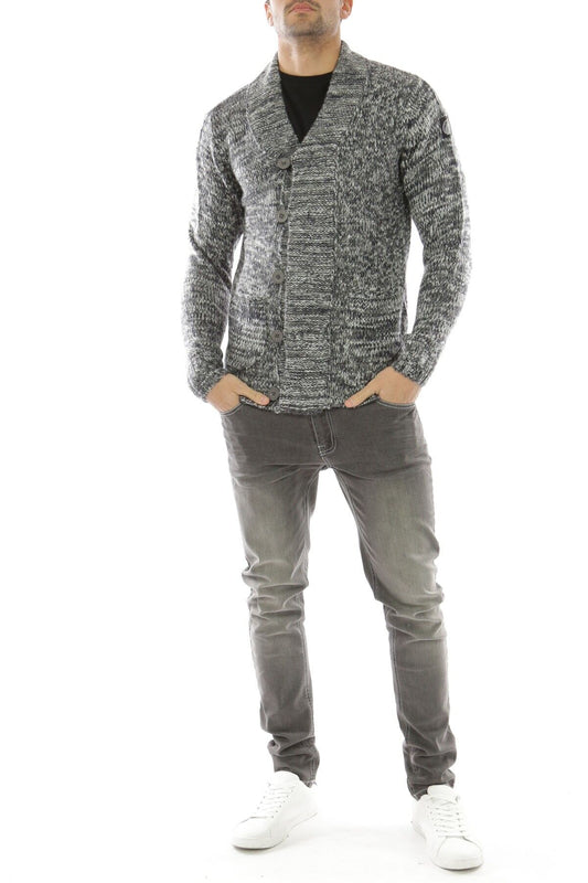 Cardigan in maglia uomo con collo a scialle EKOMORA blu navy