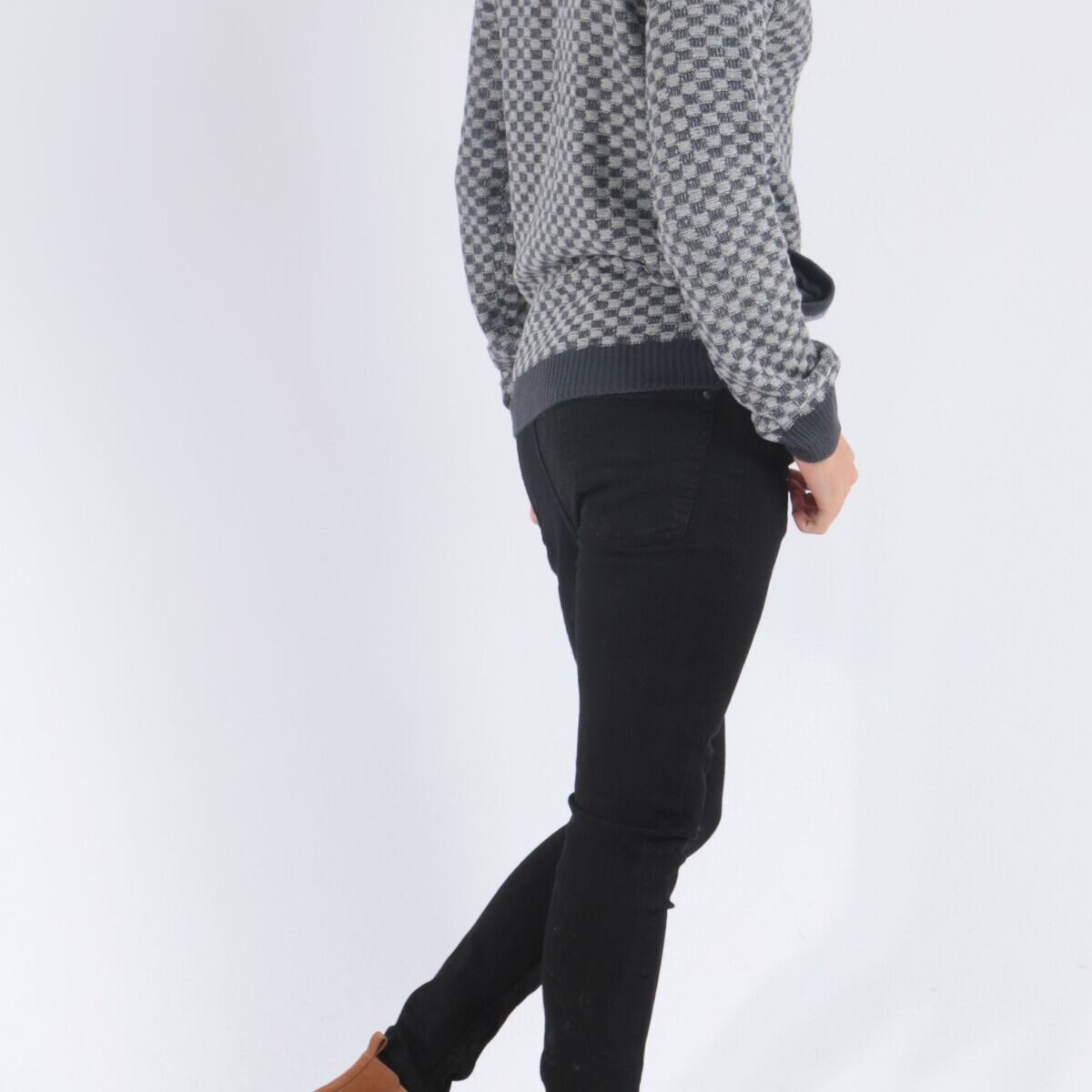 Gilet in maglia con zip blu navy mélange