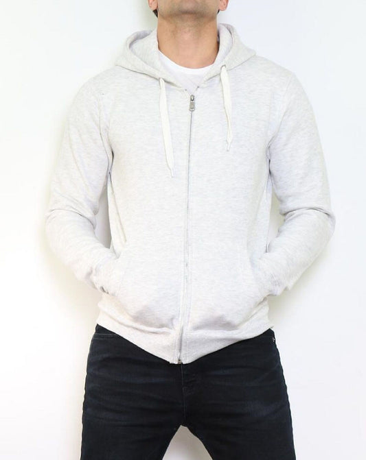 Felpa con cappuccio zip uomo bianca