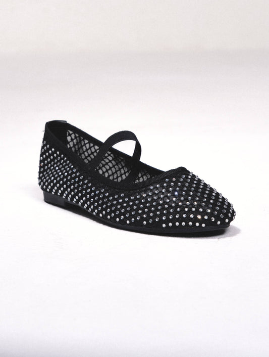 Ballerine scintillanti con fascia elastica e strass
