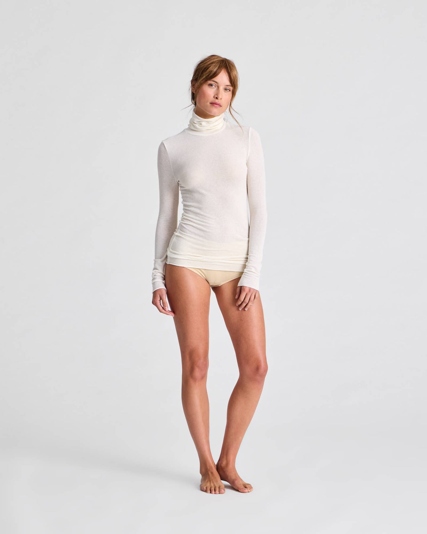 Maglia dolcevita Anna in lana bianco sporco