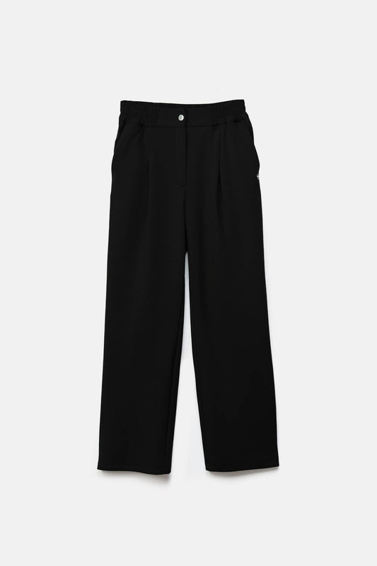 Pantaloni palazzo neri con piega frontale