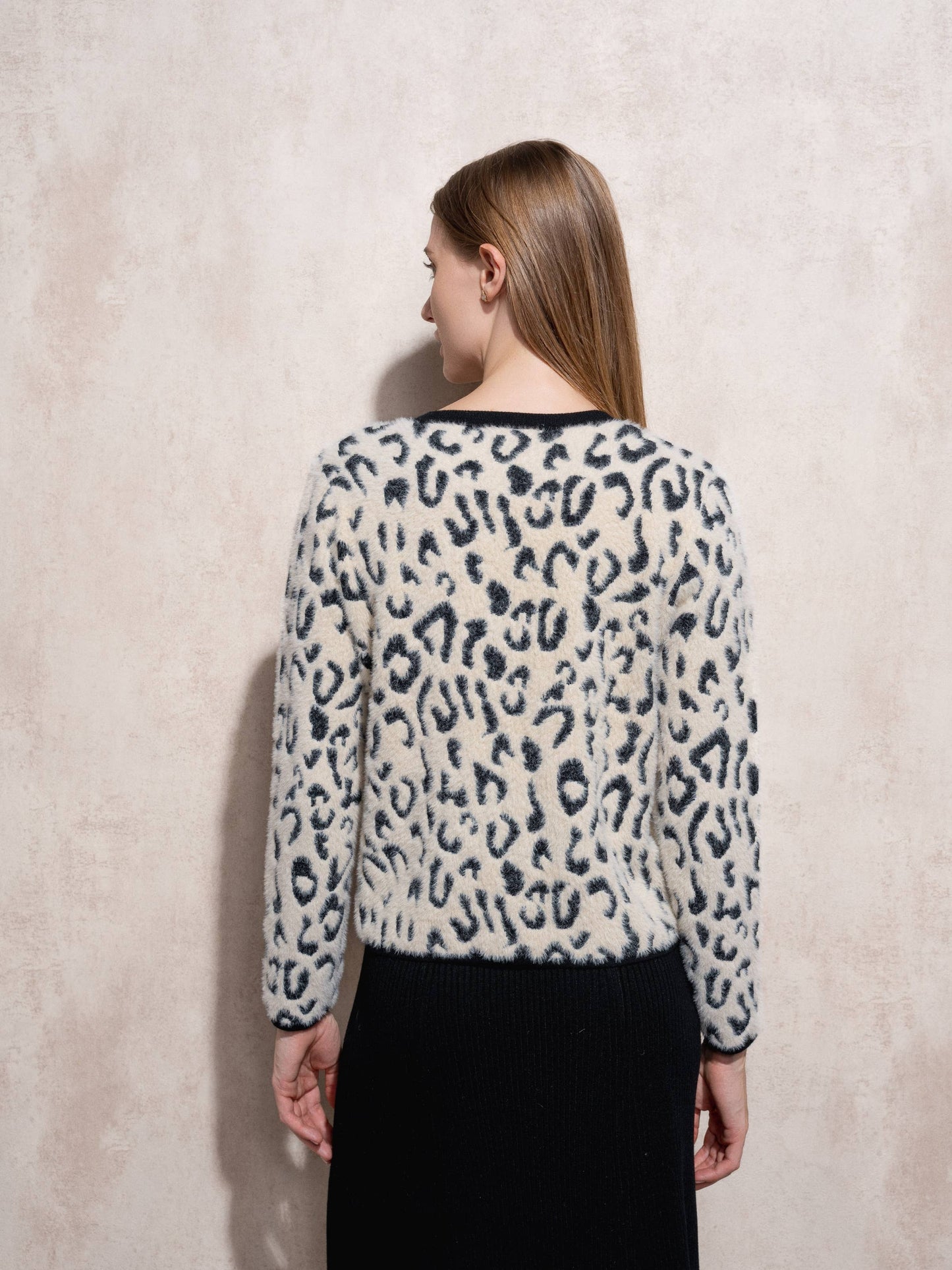 Cardigan in maglia animalier da donna