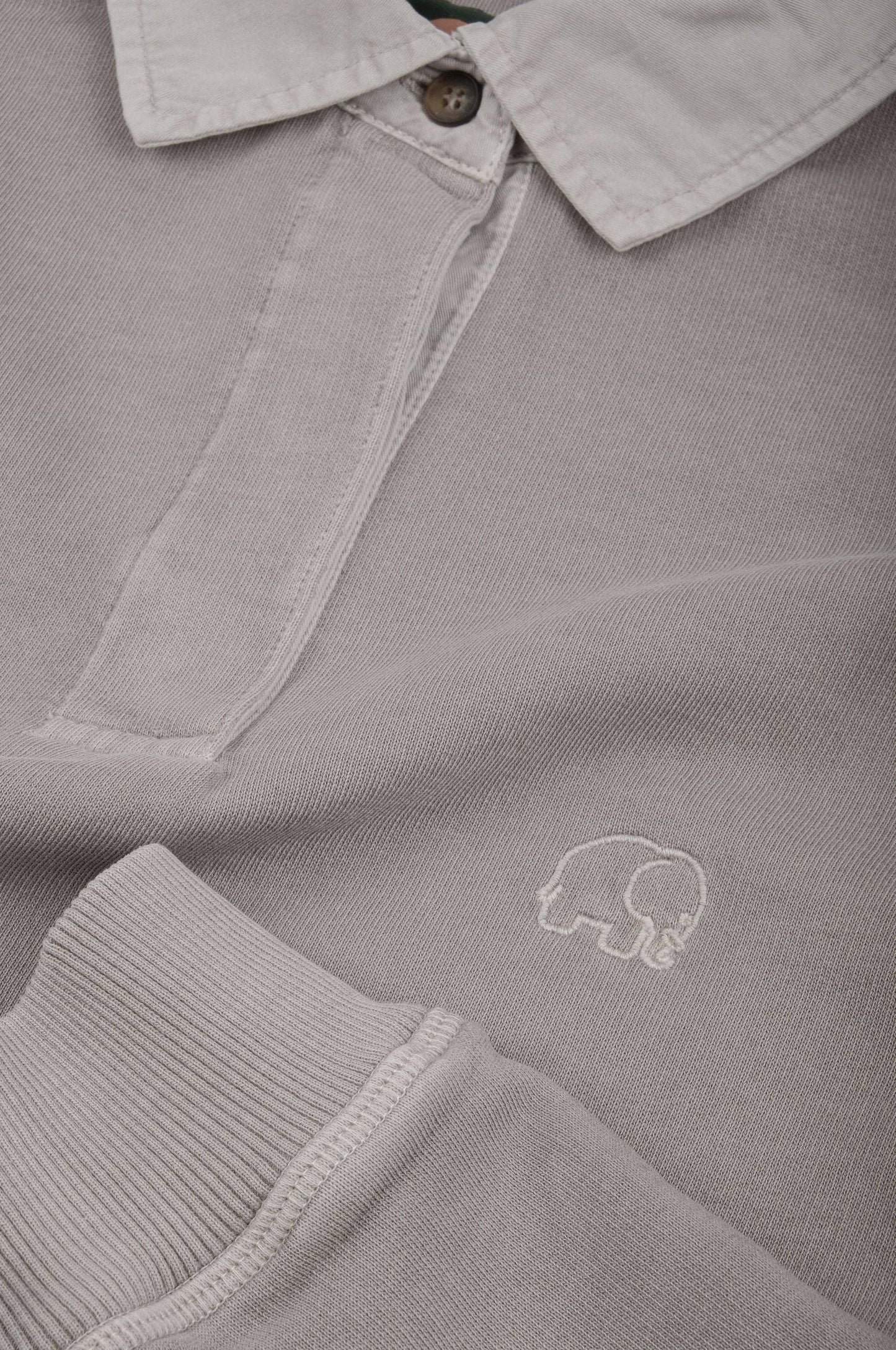 Maglione polo pesante in cotone organico tinto in capo grigio