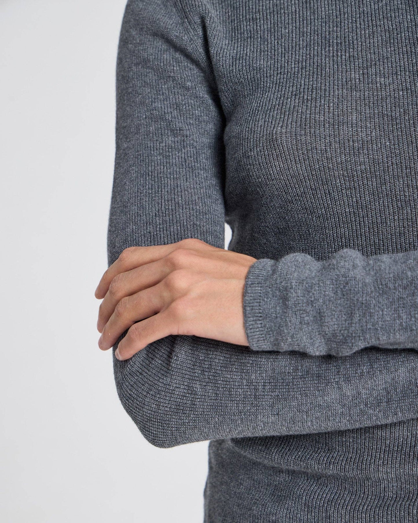 Maglia a maniche lunghe a costine in cotone biologico Freja grigio melange