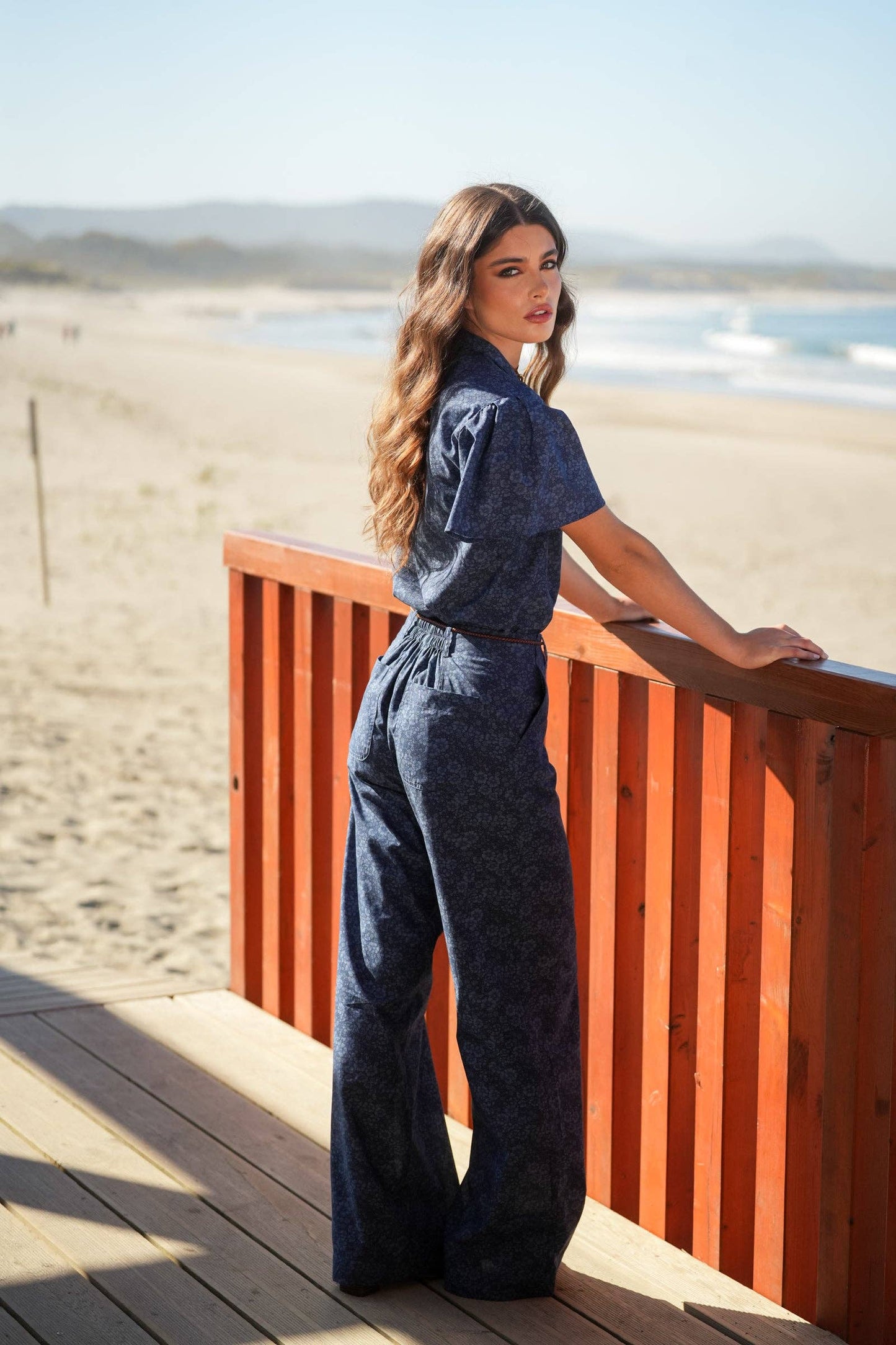 Pantaloni palazzo floreali in cotone