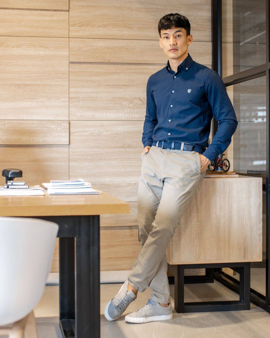 Camicia Oxford blu antimacchia