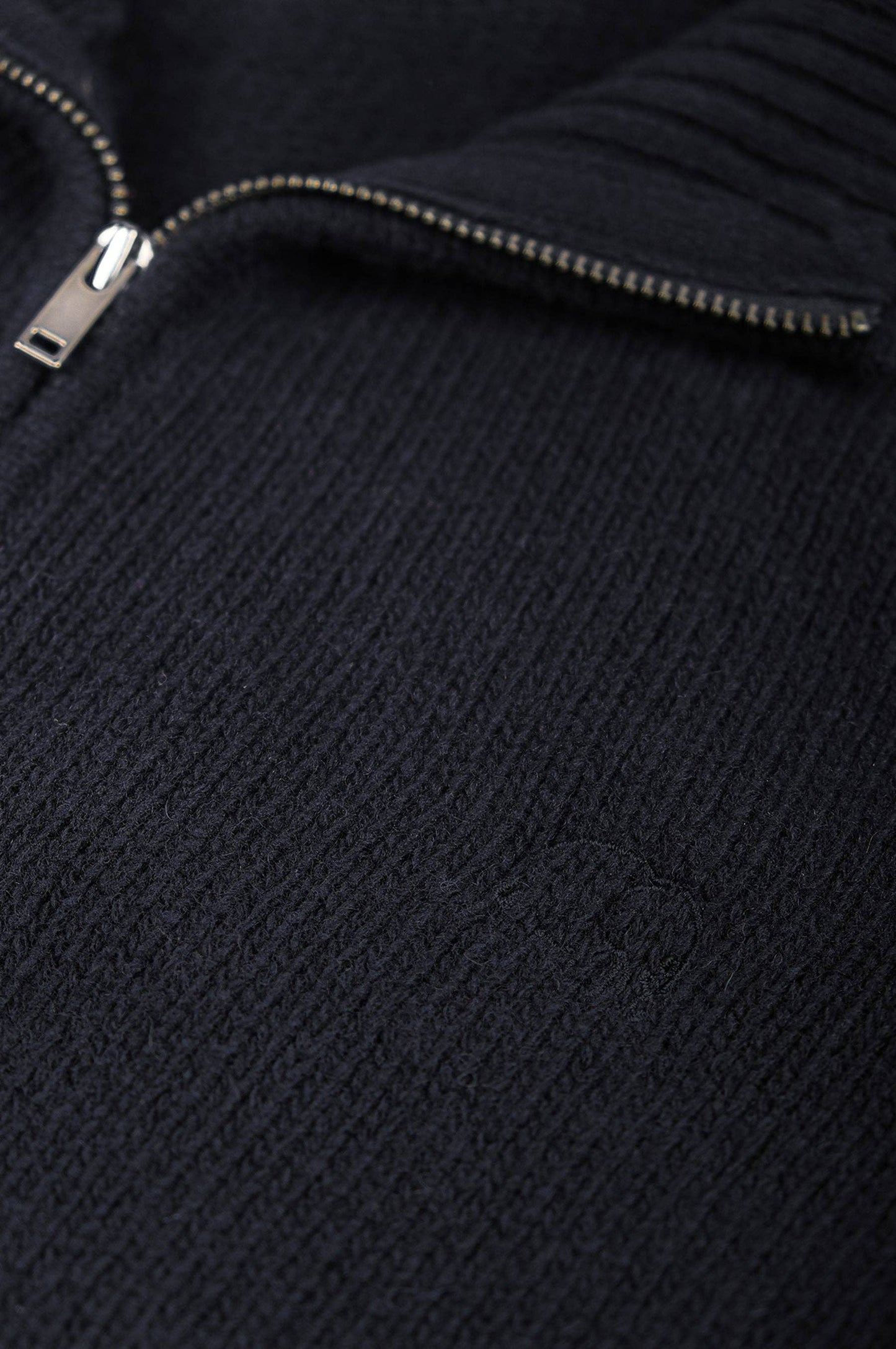 Maglione uomo in lana jacquard con zip a un quarto blu oceano