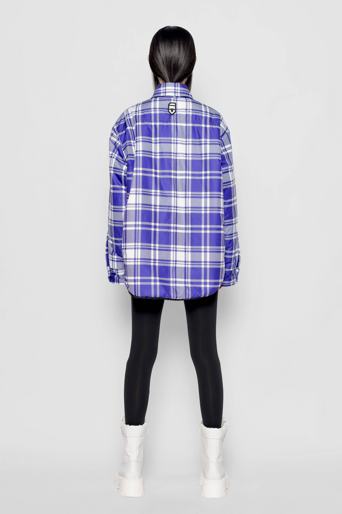 Camicia imbottita tartan viola e bianco Nemesi