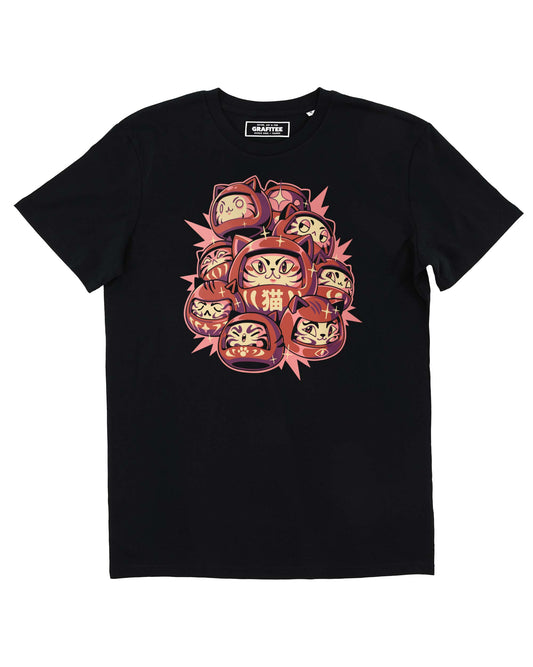 T-shirt Daruma Cats con grafica giapponese di gatti