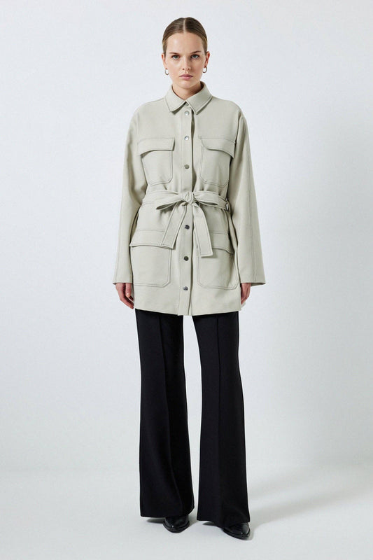 Camicia overshirt con cintura in vita