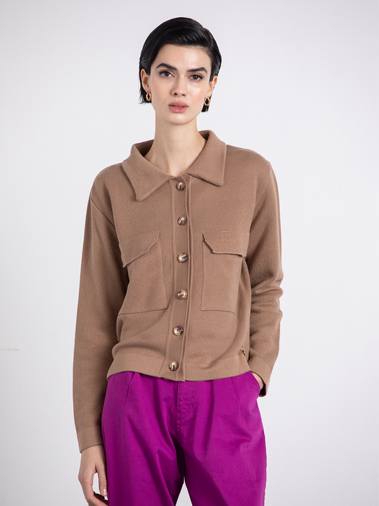 Giacca cardigan con bottoni e tasche